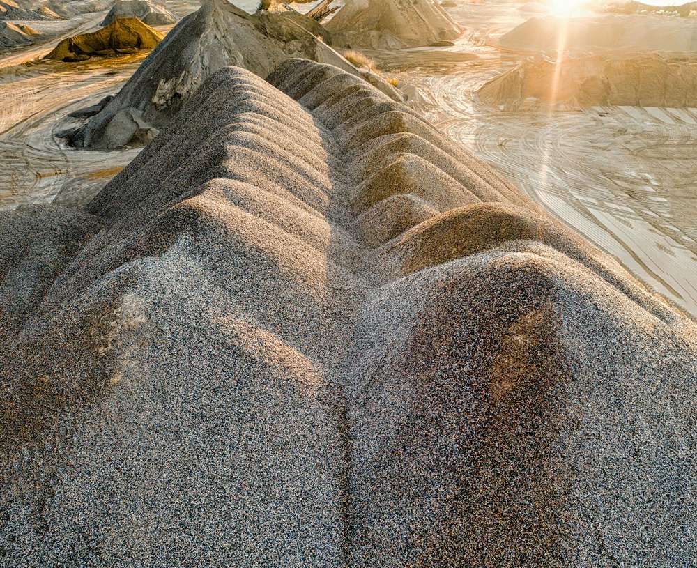 Piles of gravel and aggregate at the yard